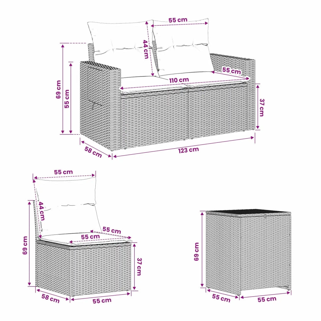 Set di divani 7 pz Beige e Grigio Chiaro 3448809