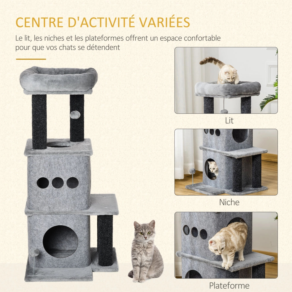Albero per gatti con piattaforme e nicchie ¨C Minimal ¨C 48x48x100 cm grigio