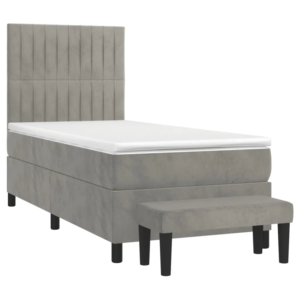 Giroletto a Molle con Materasso-Struttura Letto Grigio Chiaro 80x200 cm Velluto 508290