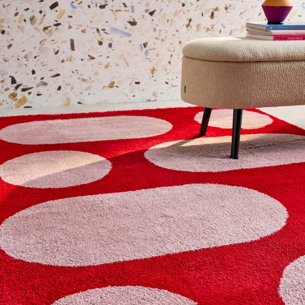 Tappeto da interno con motivo moderno, rosso, rosso