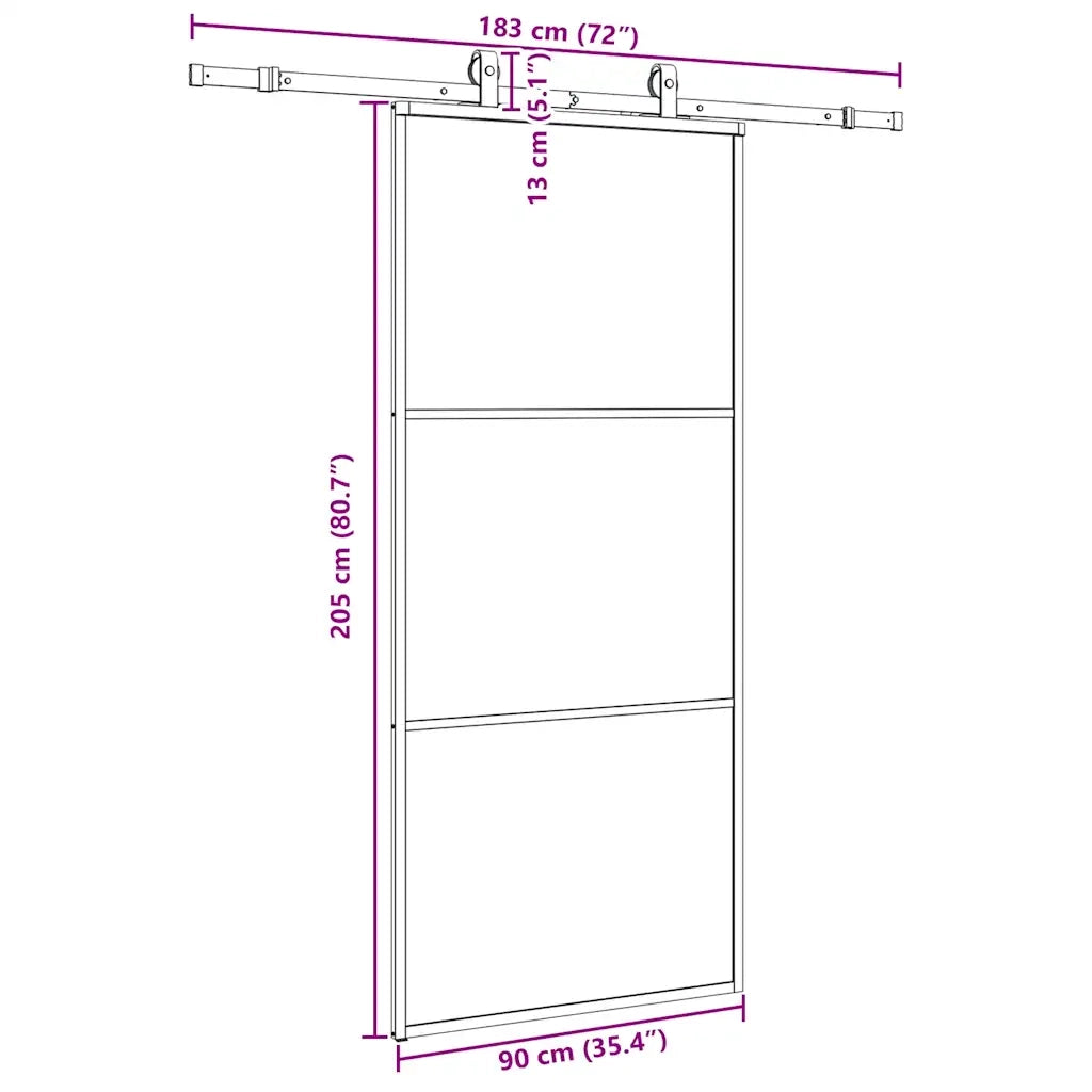 Porta Scorrevole con Ferramenta Nera 90x205 cm in Vetro ESG 3375782