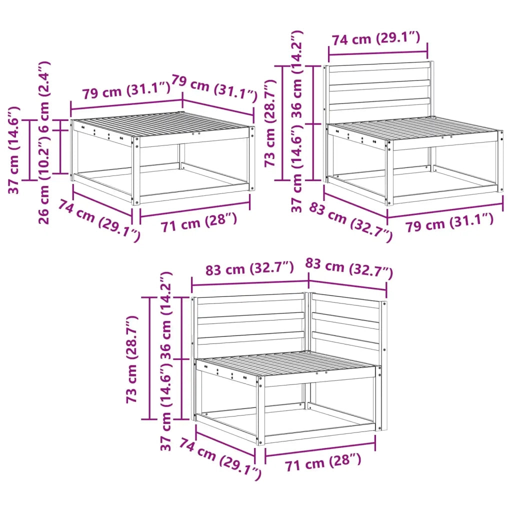 Set di divani da esterno 10 pcs Naturale