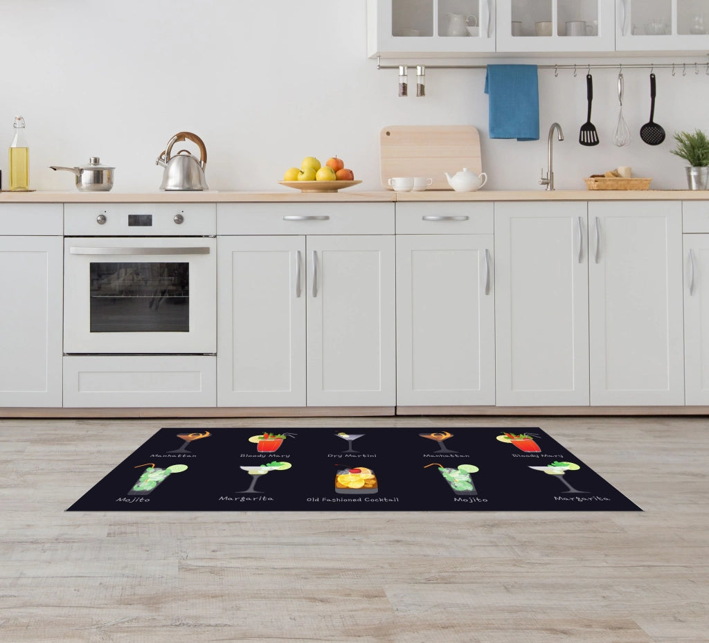 Tappeto Cucina Antiscivolo Made in Italy Passatoia Antimacchia Multiuso Corridoio Soggiorno Lavabile in Lavatrice - 50x100 - Coktail Simple