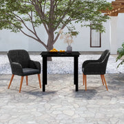 Set da Pranzo da Giardino 3 pz con Cuscini Nero 3099505
