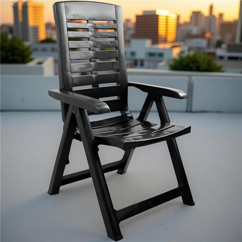 MAURY'S POLTRONA PIEGHEVOLE YUMA  IN RESINA A 5 POSIZIONI IN COLORE NERO 60 X 61 X 109 CM