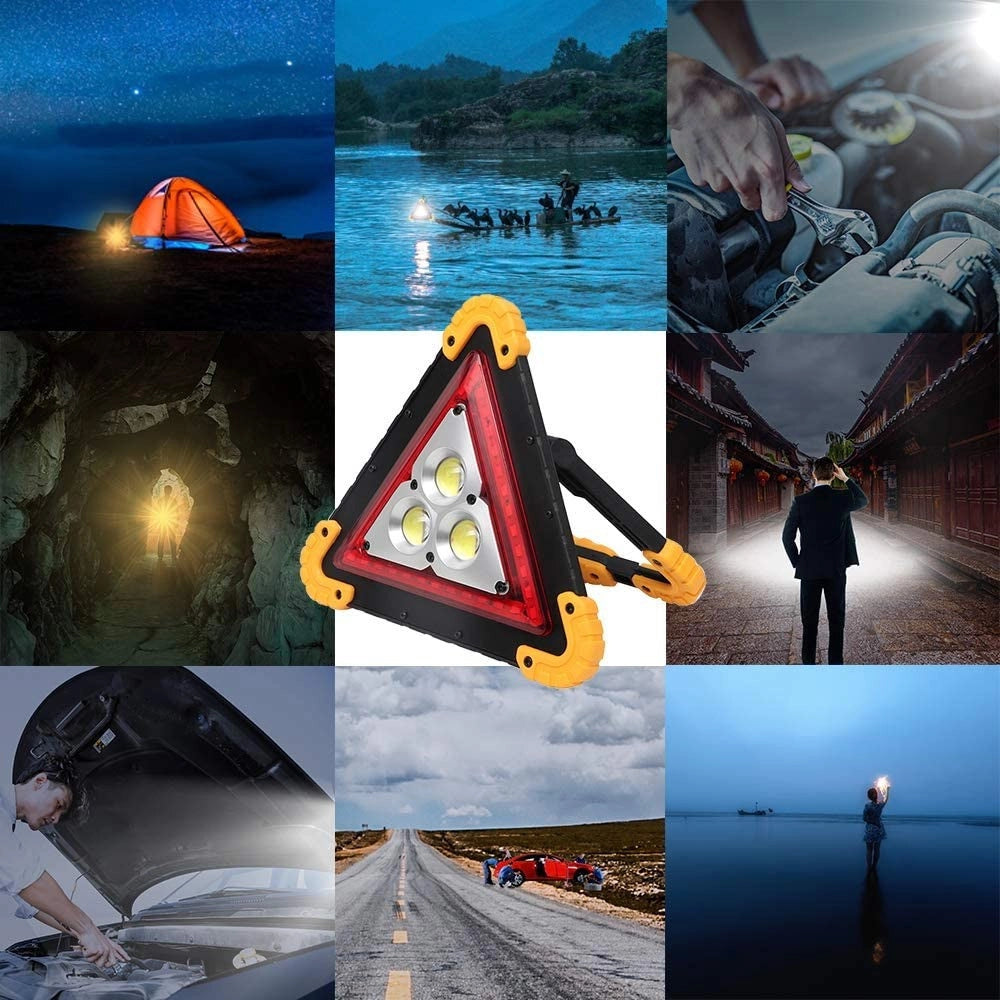 Trade Shop - Lampada Da Lavoro Portatile Led Torcia Emergenza Triangolo Cob Ricaricabile 30w -