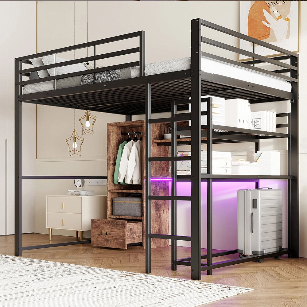 Letto gaming - Xylo - 140x200 cm LED metallo nero