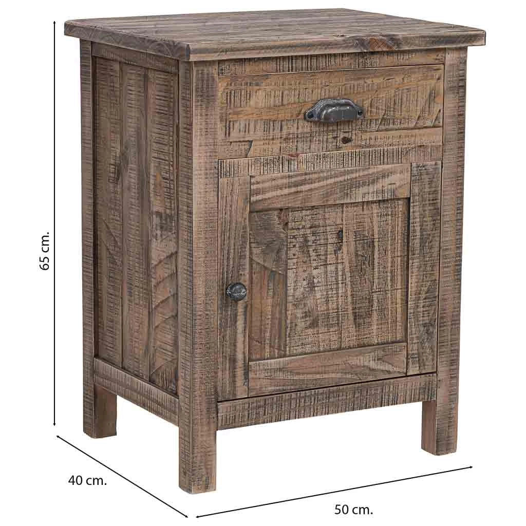 Comodino in legno marrone 50x40x65h cm