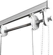 BASTONE BINARIO PER TENDA A PACCHETTO CON 7 CALATE A SGANCIO RAPIDO IN ALLUMINIO BIANCO LUNGHEZZA 220 CM Attacco Soffitto COMANDO A DESTRA