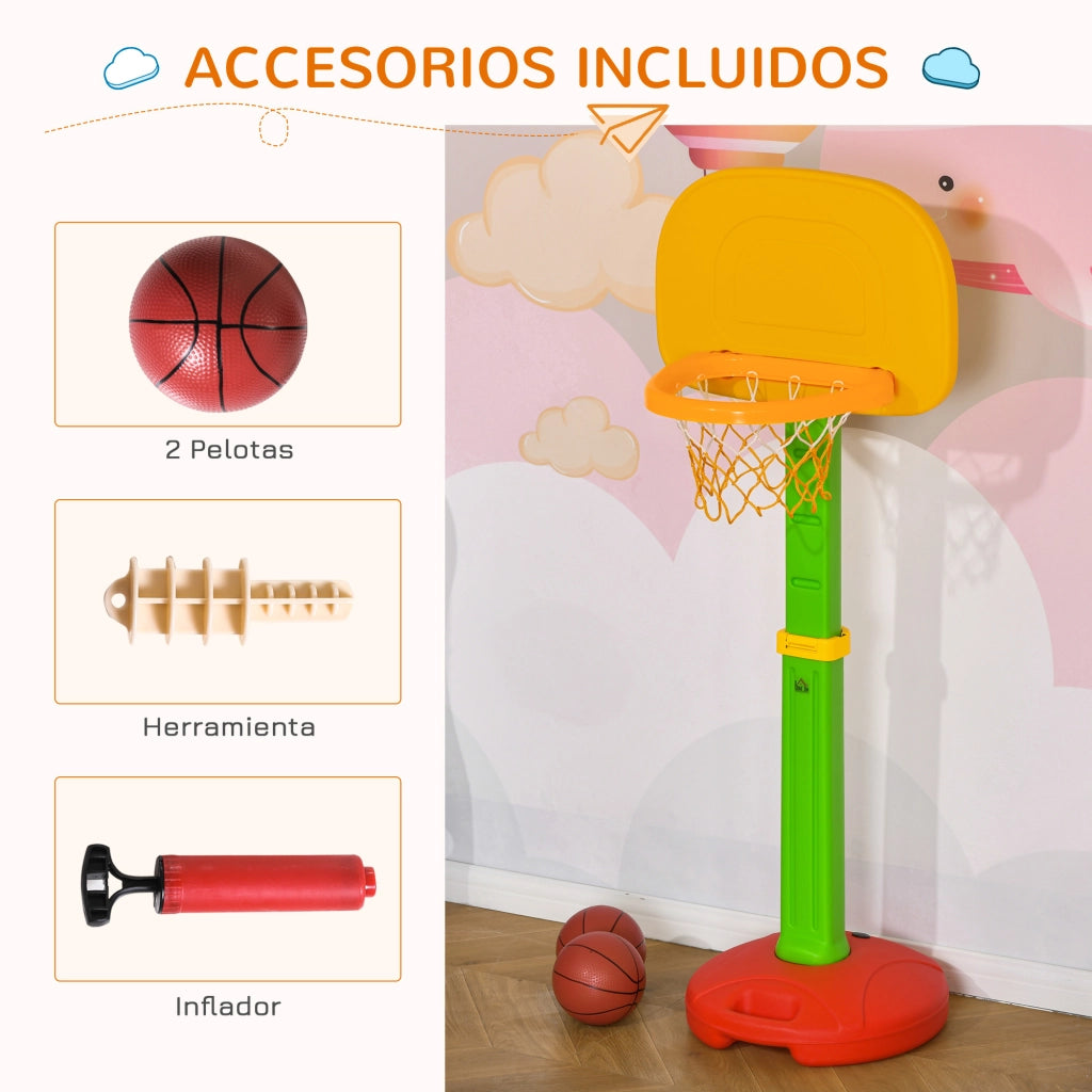 Canestro da Basket Regolabile per Bambini ¨C Minimal ¨C 52.5x44x120-160 cm Multicolore