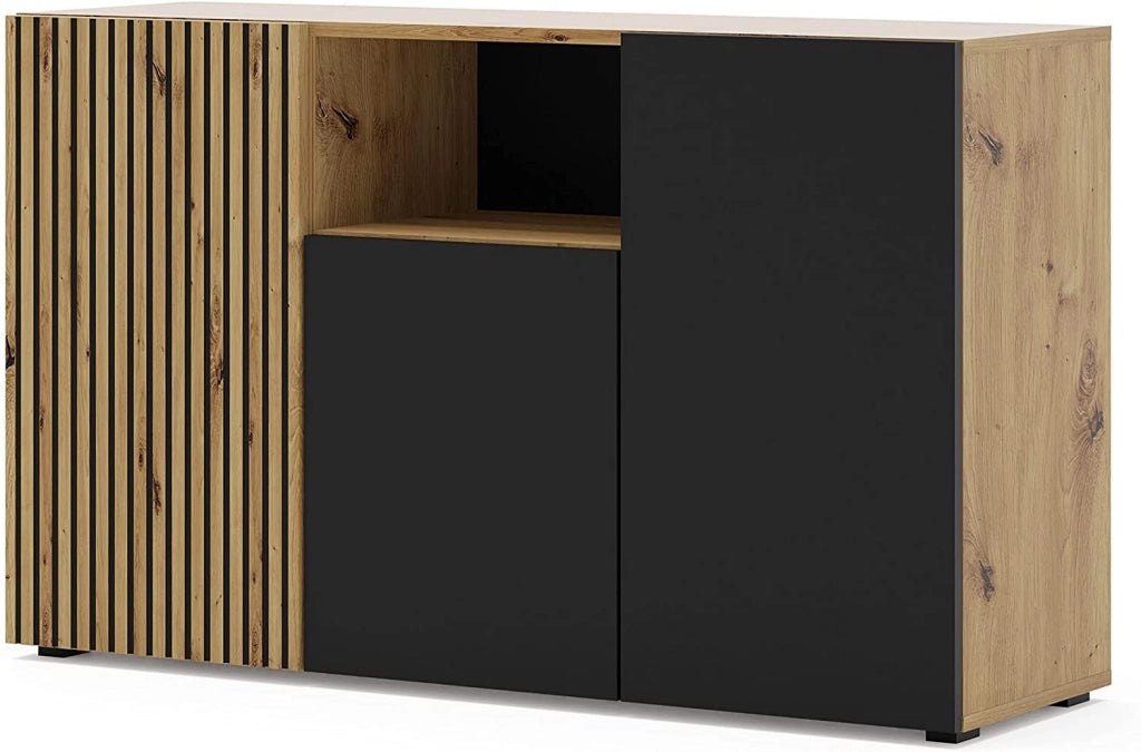 MOBILE COMO' AURIS 3 A MULTIUSO 135x42x82 cm ROVERE NERO OPACO