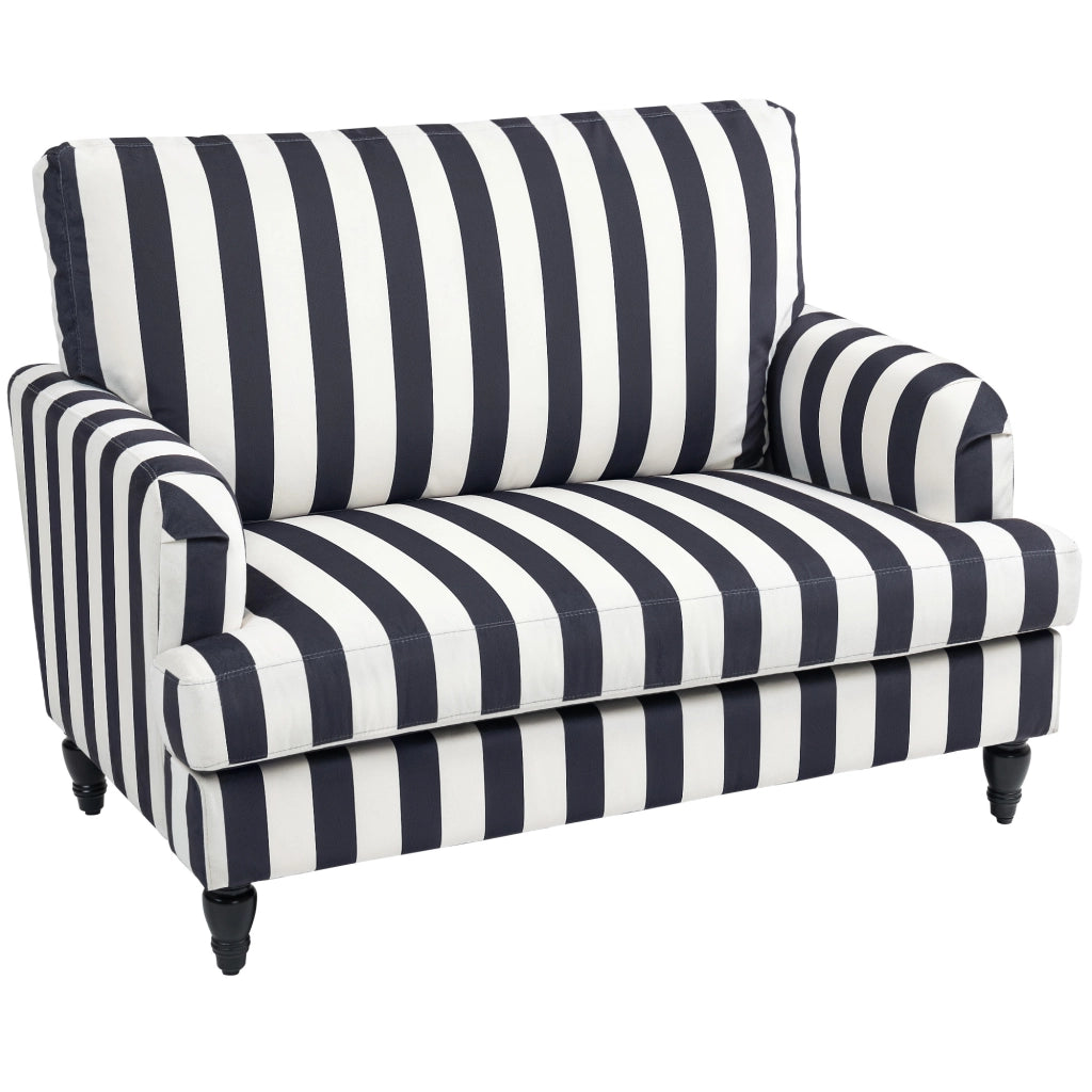 Poltrona da Salotto 115x82x82 cm con Seduta Ampia in Velluto a Righe con Molle a S Nero e Bianco