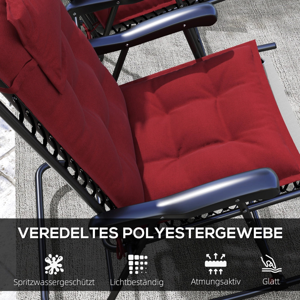 Set Cuscini per Lettino Sole Polipropilene ¨C Minimal ¨C 50x116x5 cm, Rosso Bordo