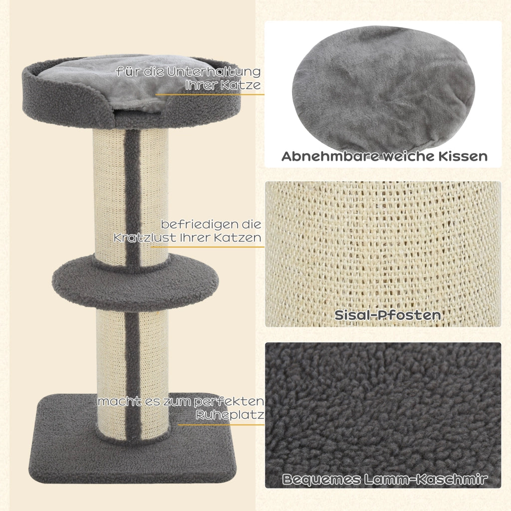 Tiragraffi per gatti con piattaforma e cuscini ¨C Minimal ¨C 91 cm, grigio