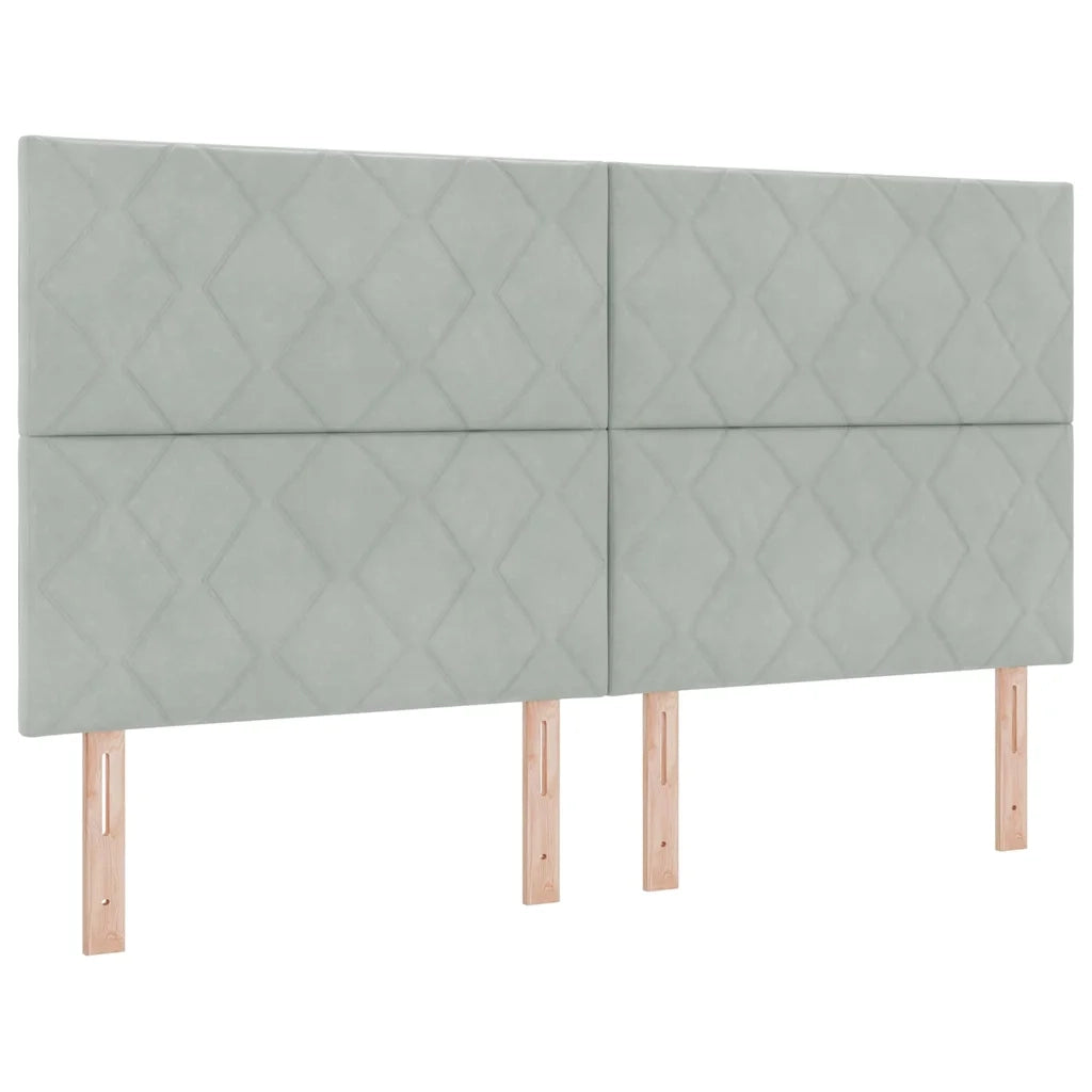 Letto a molle con materasso Grigio chiaro 180 x 200 cm Velluto