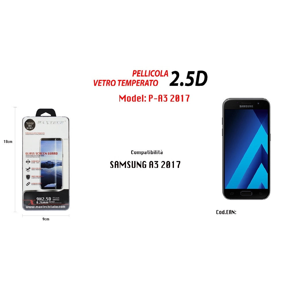 Trade Shop - Pellicola Vetro Temperato Per Samsung Galaxy A3 2017 Protezione Schermo Maxtech P-a3 2017 -