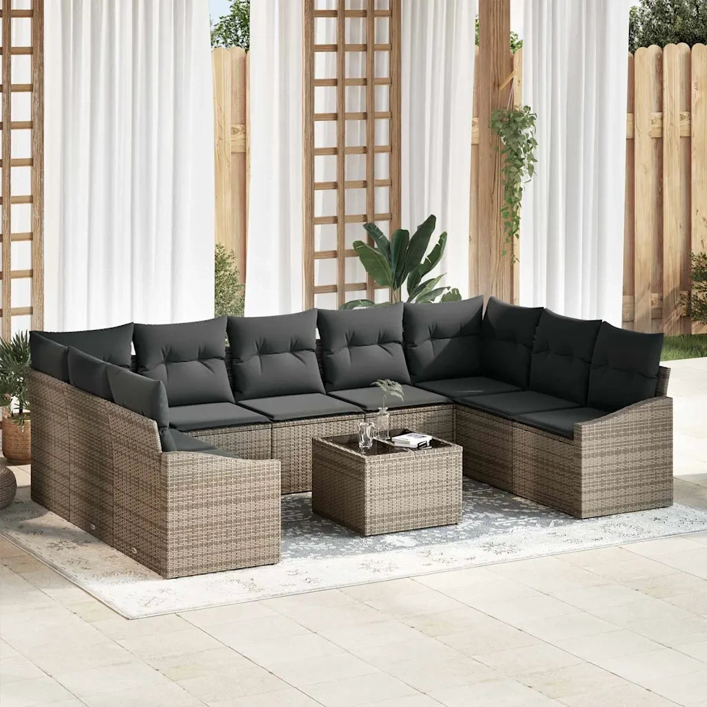 Set di divani con cuscino 10 pcs Grigio polyrattan 3346889
