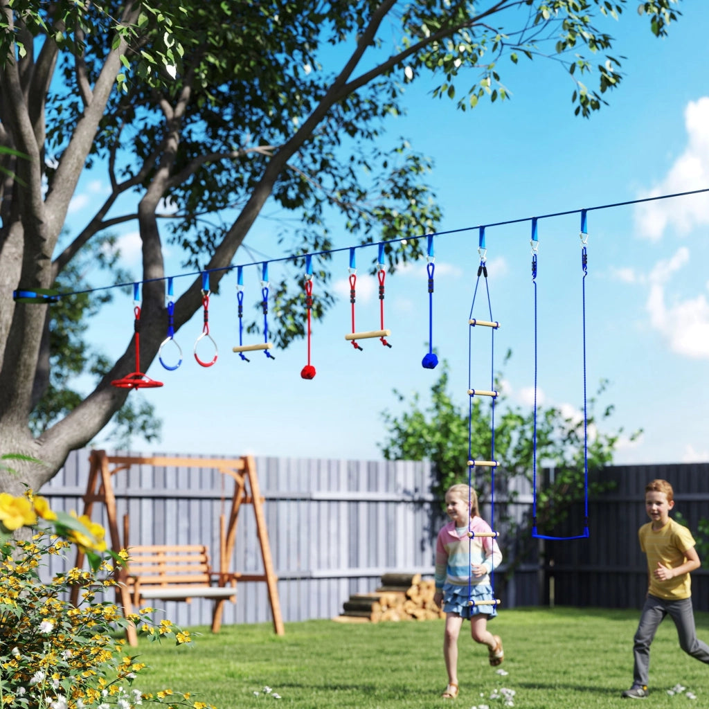 Set da gioco ninja per bambini con slackline e sacco ¨C Minimal ¨C blu