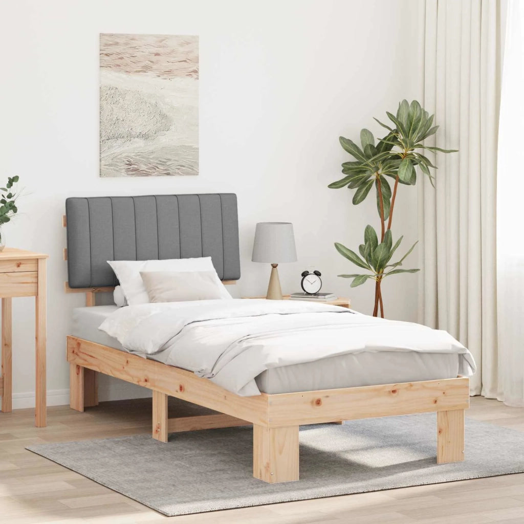 Letto con Testiera Rivestita-Struttura Letto con Testiera Grigio chiaro 90 x 190 cm 464687