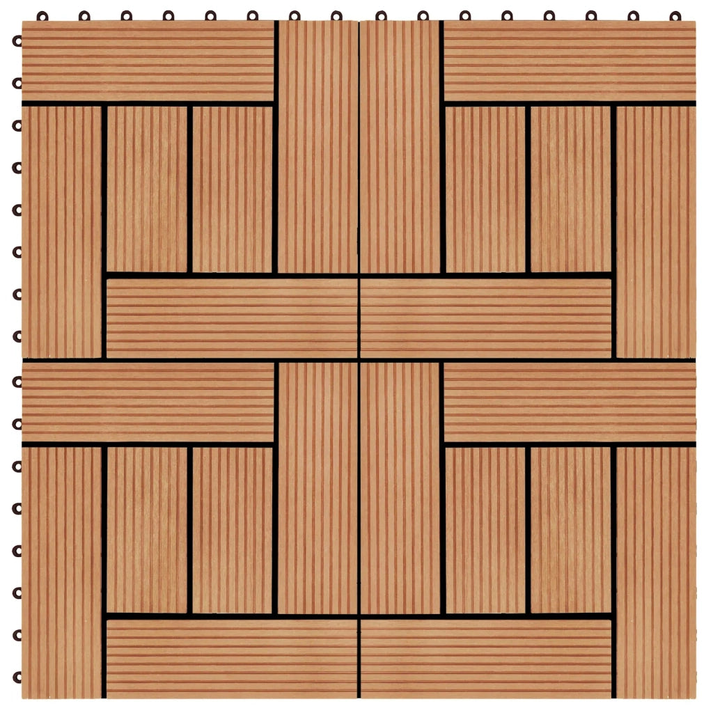 Piastrella per Decking 11 pcs Teak riciclato 30 x 30 cm WPC 42046672
