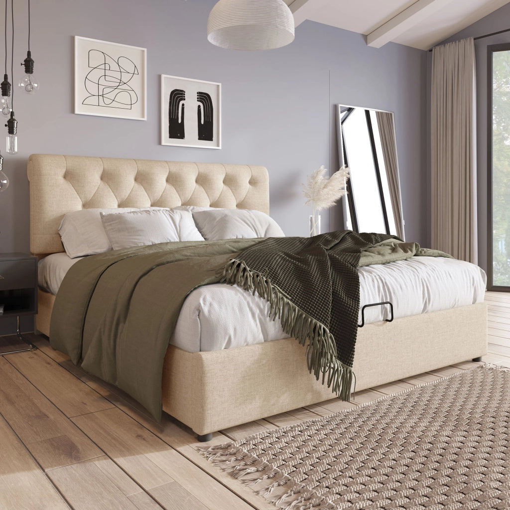 letto imbottito lino naturale 140x200 cm