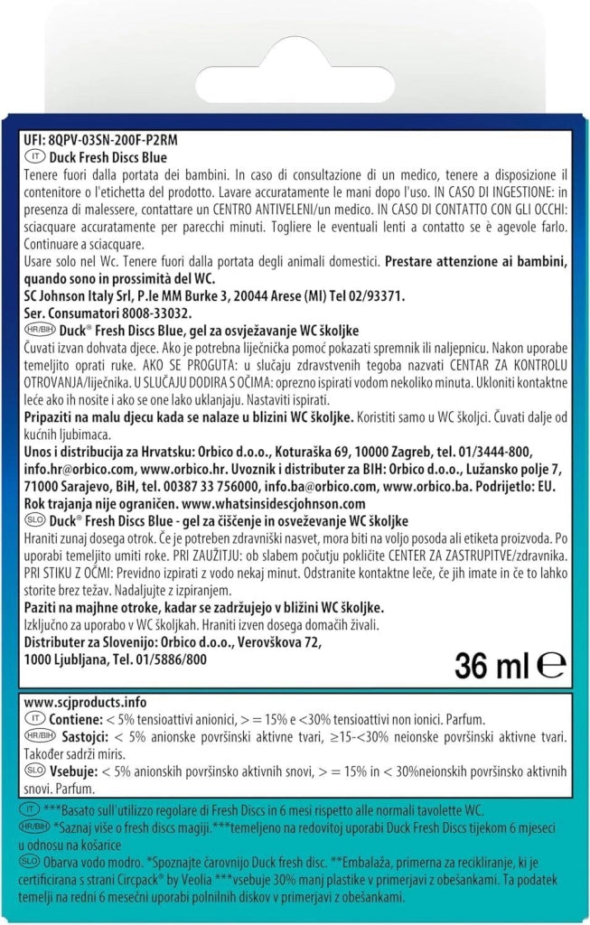 DUCK FRESH DISCS BLUE BASE PER DISCHI GEL IGIENIZZANTI WC 1 APPLICATORE E 6 DISCHETTI