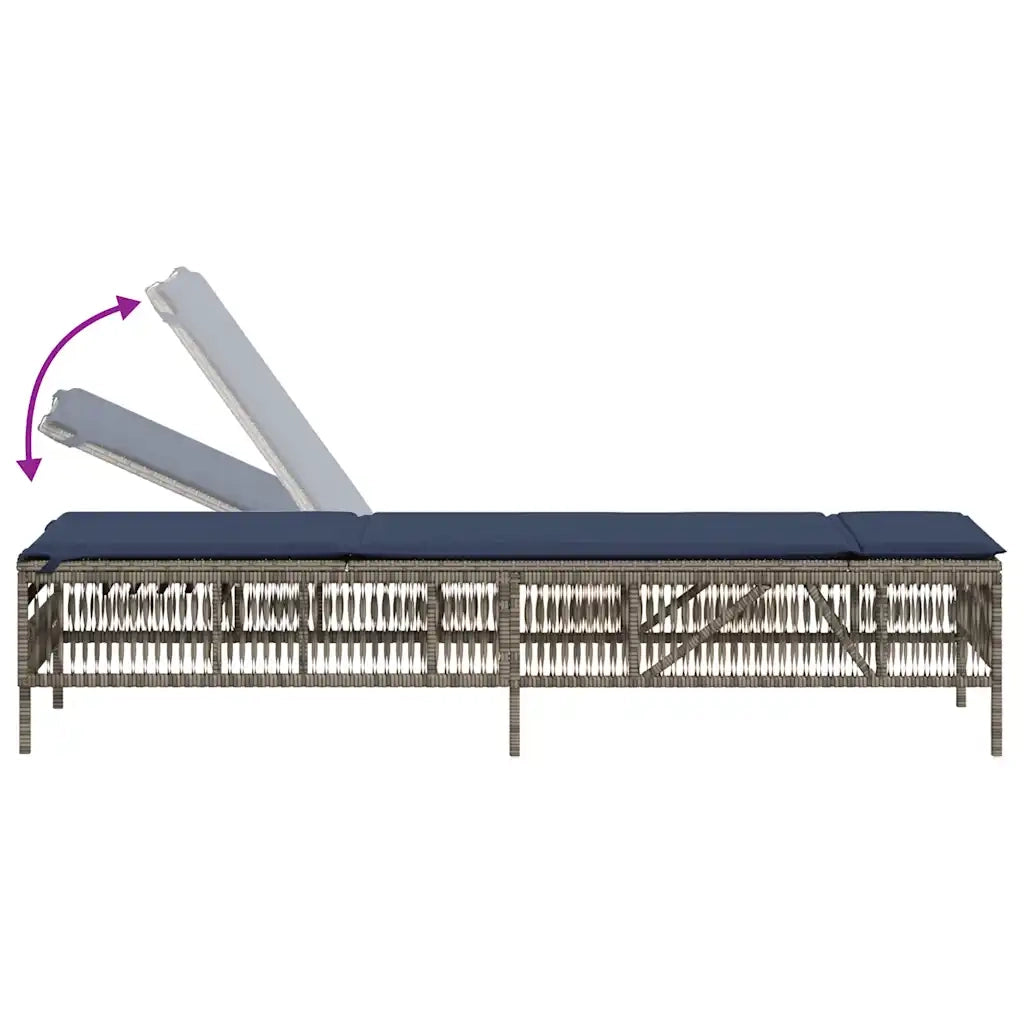 Lettino prendisole con Cuscino in Polyrattan Grigio 4002743