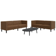Set Divani Chesterfield 2pz Marrone in Similpelle Scamosciata 3209280