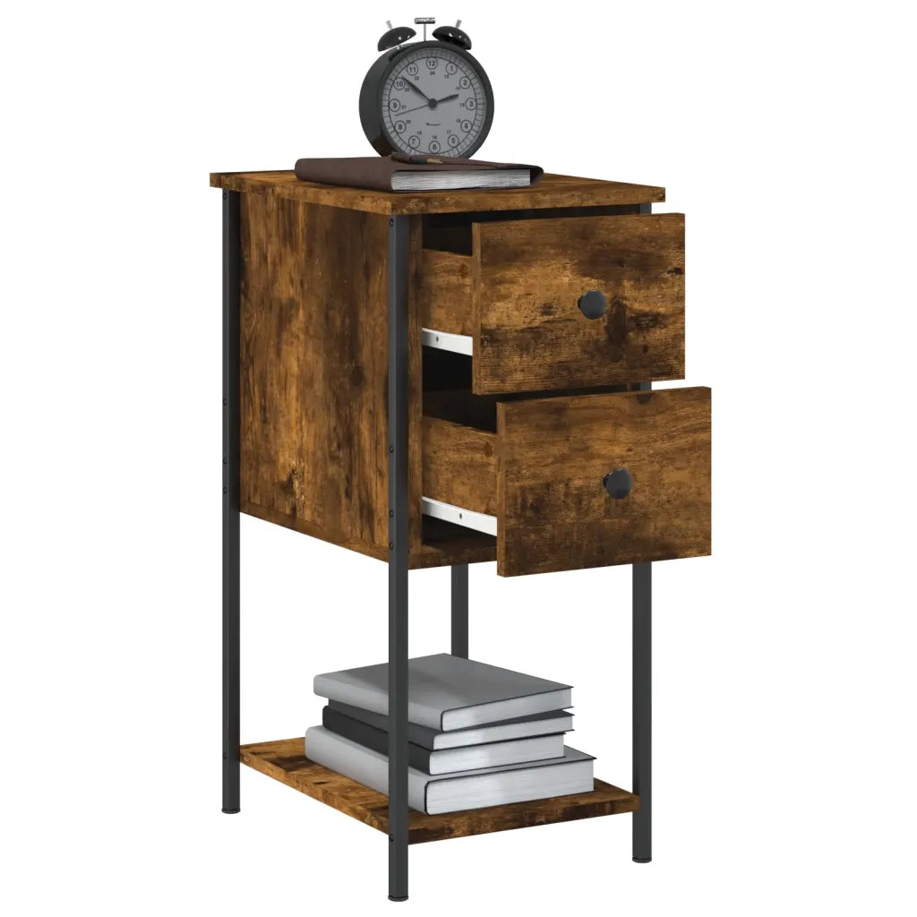Set di 2 Comodini | Armadio da Notte | Mobiletto da notte Rovere Fumo 32x42x70 cm in Legno Multistrato