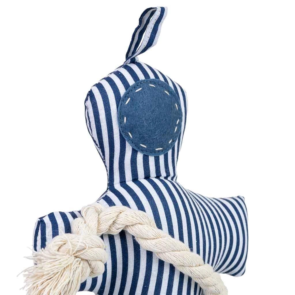 Fermaporta in cotone con ancora blu, 28x10x26h cm