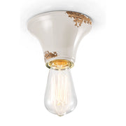 Plafoniera Vintage Tonda Piccola Ceramica Bianca 1 Luce E27