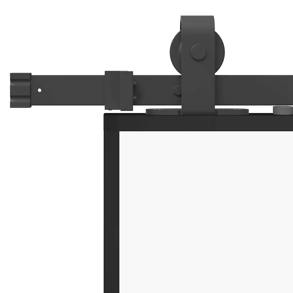 Porta Scorrevole Set Ferramenta Nera 76x205 cm Vetro Temperato 3375838