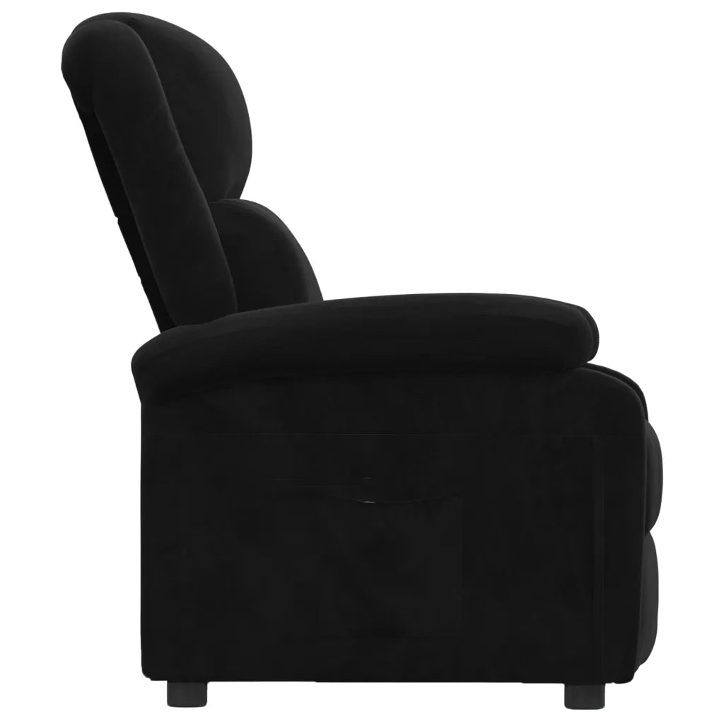 Poltrona Reclinabile Nera in Velluto 342405