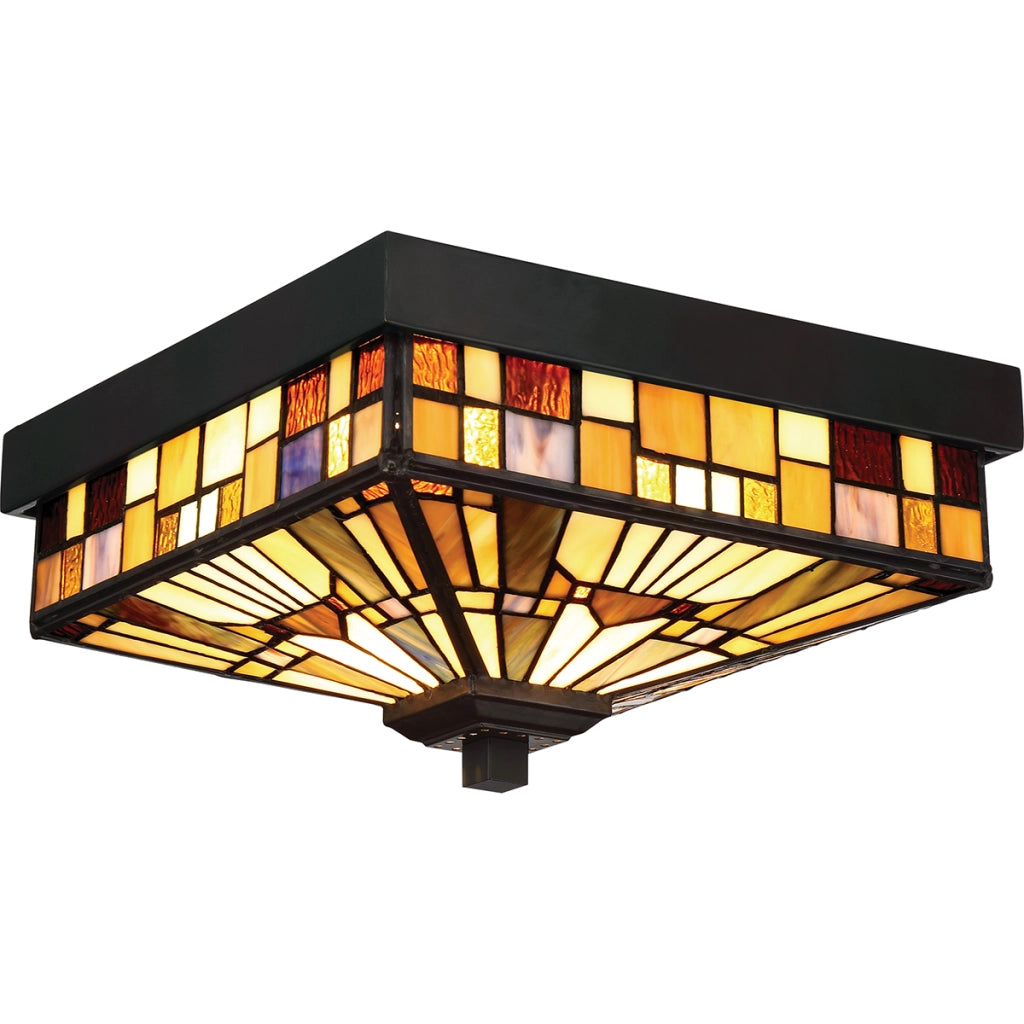 Plafoniera esterna Tiffany bronzo scuro E27 Quoizel