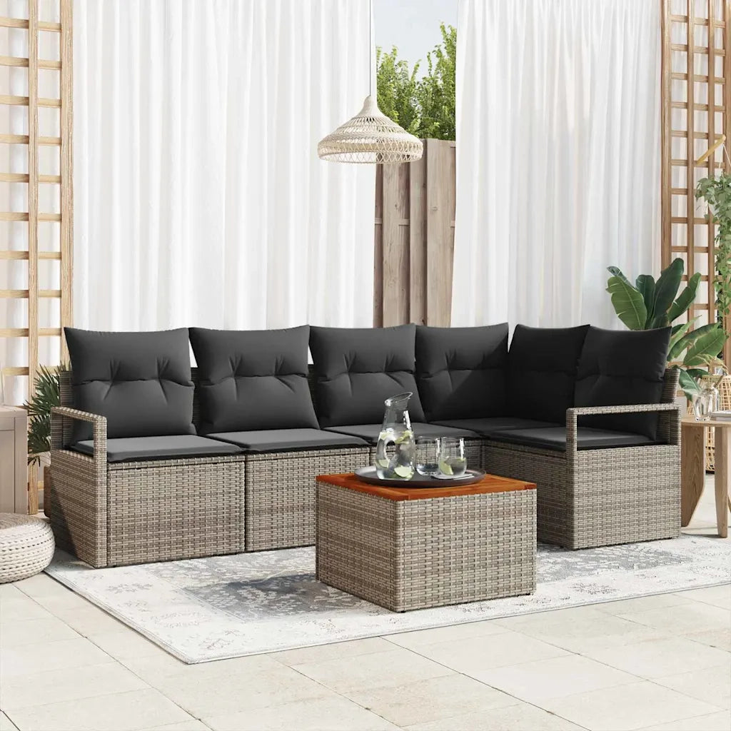 Set Divano da Giardino 6 pcs Grigio polyrattan