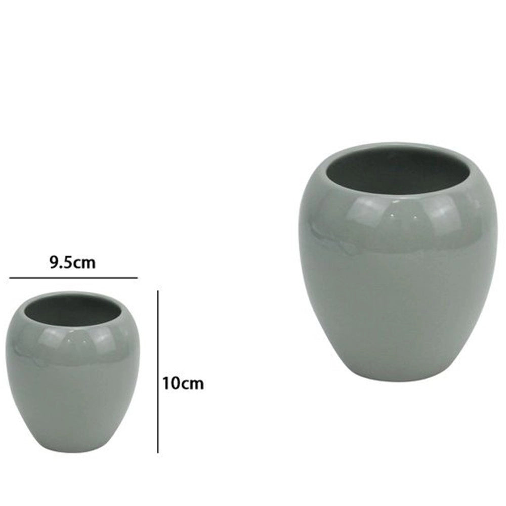 Trade Shop - Bicchiere Porta Spazzolini Ceramica Grigio Moderno Accessorio Arredo Bagno 79253 -