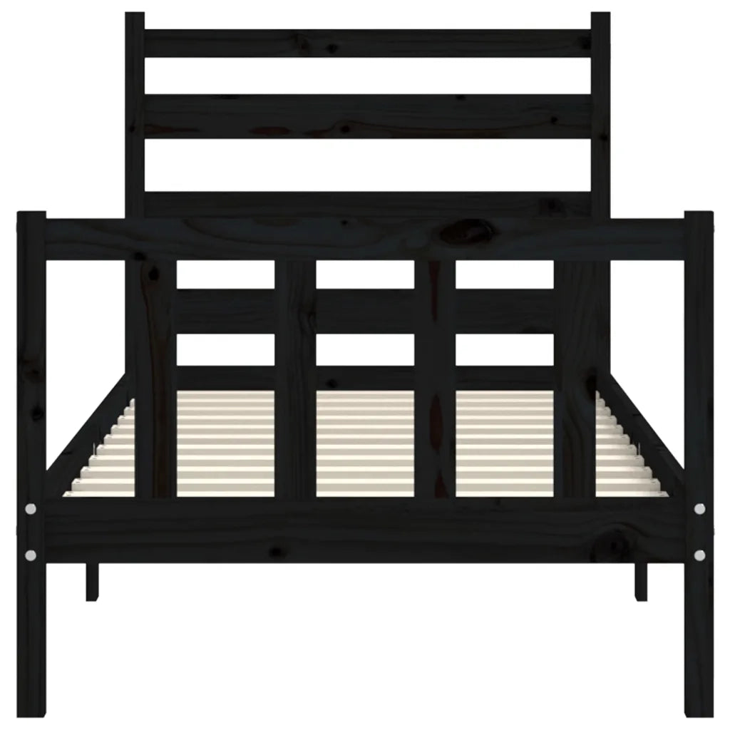 Giroletto con Testiera Nero Small Single in Legno Massello 3192000