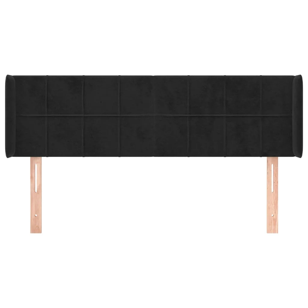 Testiera ad Orecchio-Testata con Orecchie Nera 147x16x78/88 cm in Velluto 932965