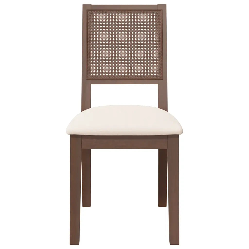 Sedie da Pranzo con Cuscini 2 pz | Sedie da cucina Marrone Legno Massello di Hevea