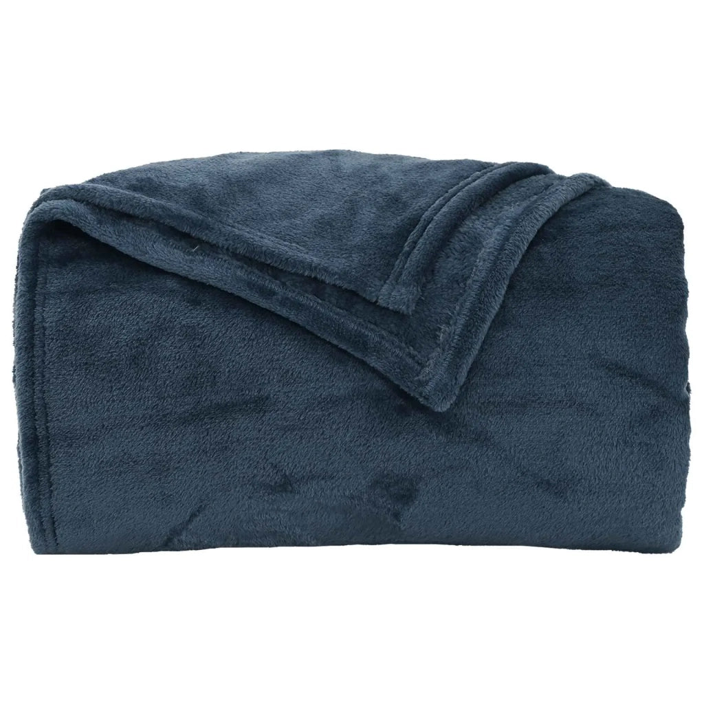Coperte da Pile 6 pz Blu navy 240 x 270 cm Panno