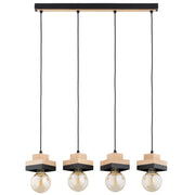 Lampada a sospensione scandi nera legno 4xE27 MIKO Alfa