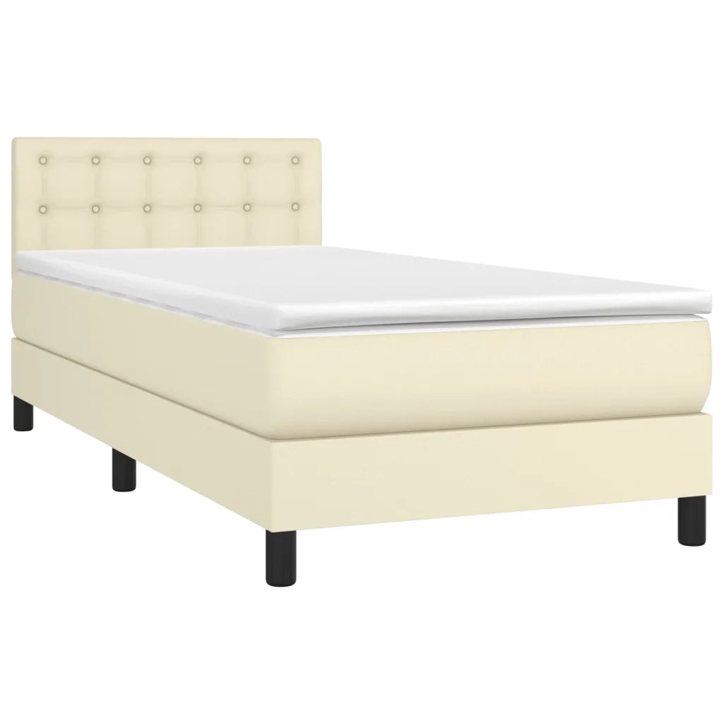 Giroletto a Molle con Materasso-Struttura Letto con Materasso e LED Crema 100x200 cm