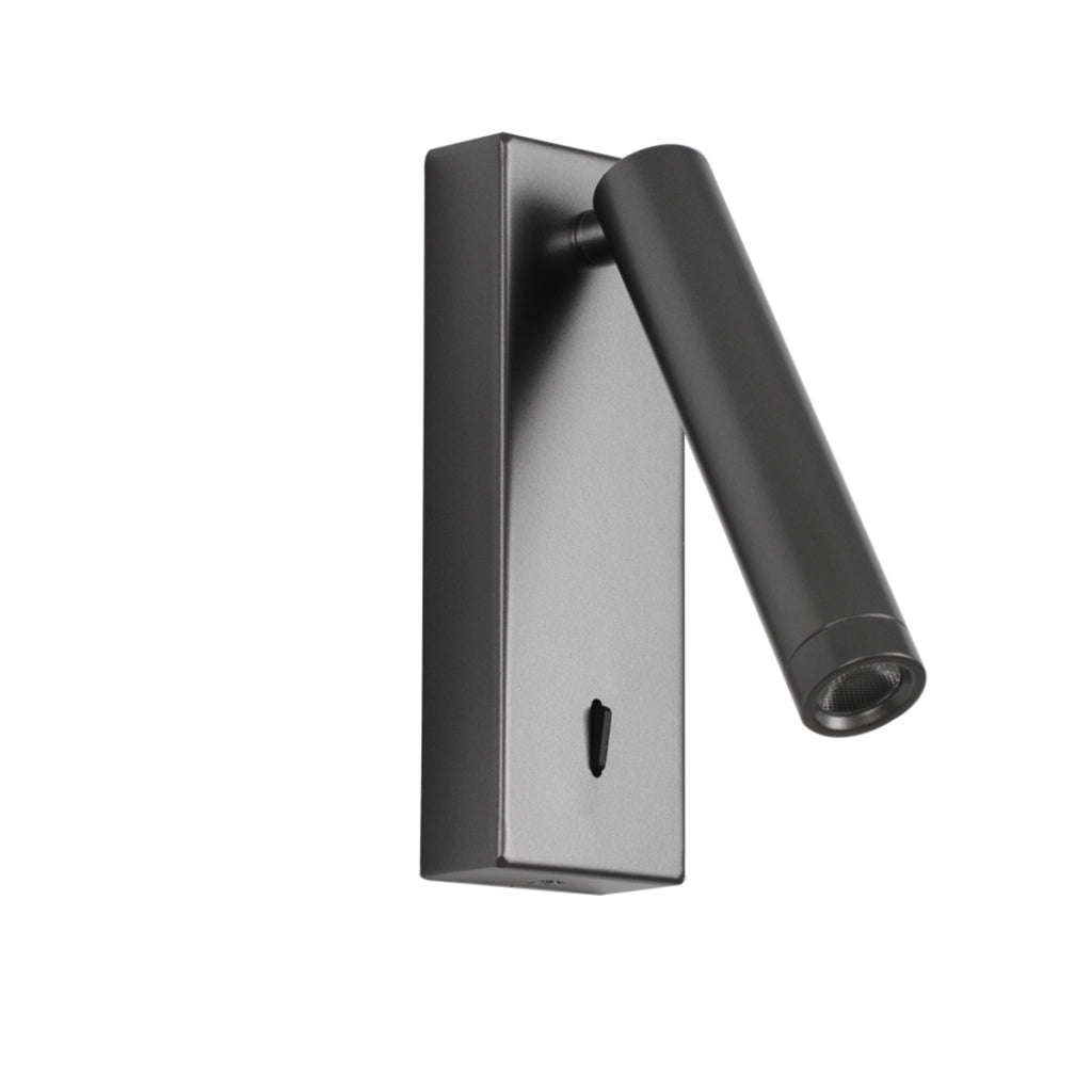 Applique lettura moderna grigia orientabile con switch LED 2,5W