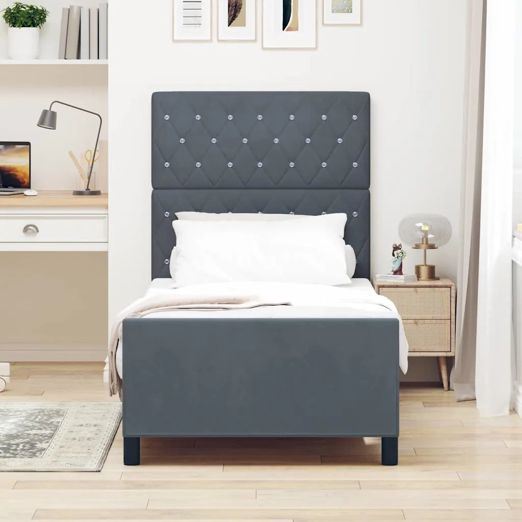 Letto a molle con testiera Grigio scuro 100 x 200 cm Velluto 3344856