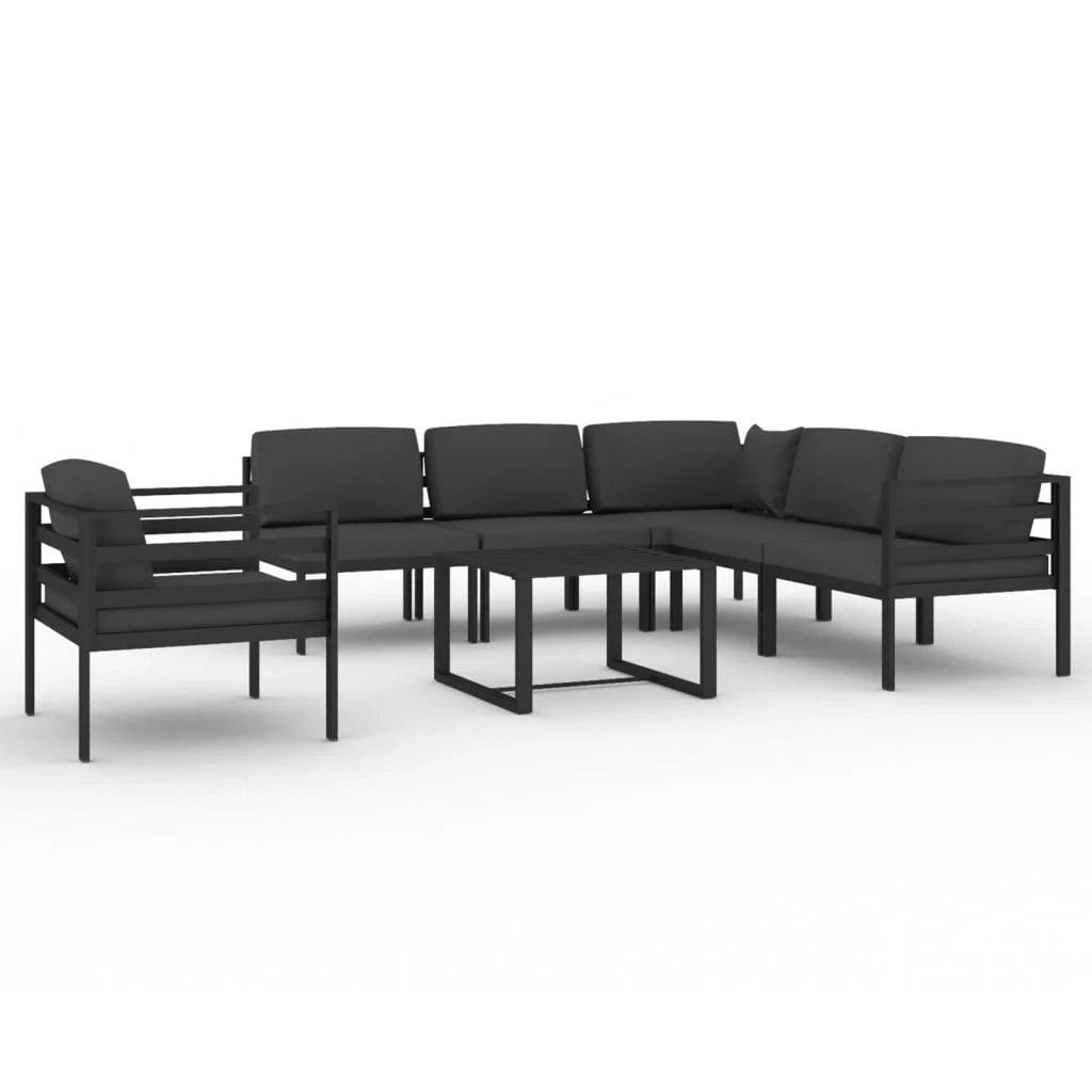 Set di mobili da giardino mobili da esterno 7 pezzi con cuscini alluminio antracite 02_0017066