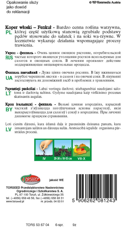 Finocchio a bulbo (finocchio) Foeniculum vulgare 0,2g