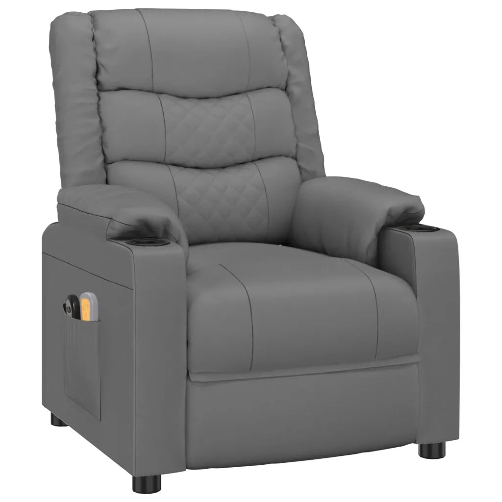 Poltrona Massaggiante Elettrica Grigio Similpelle 3143459