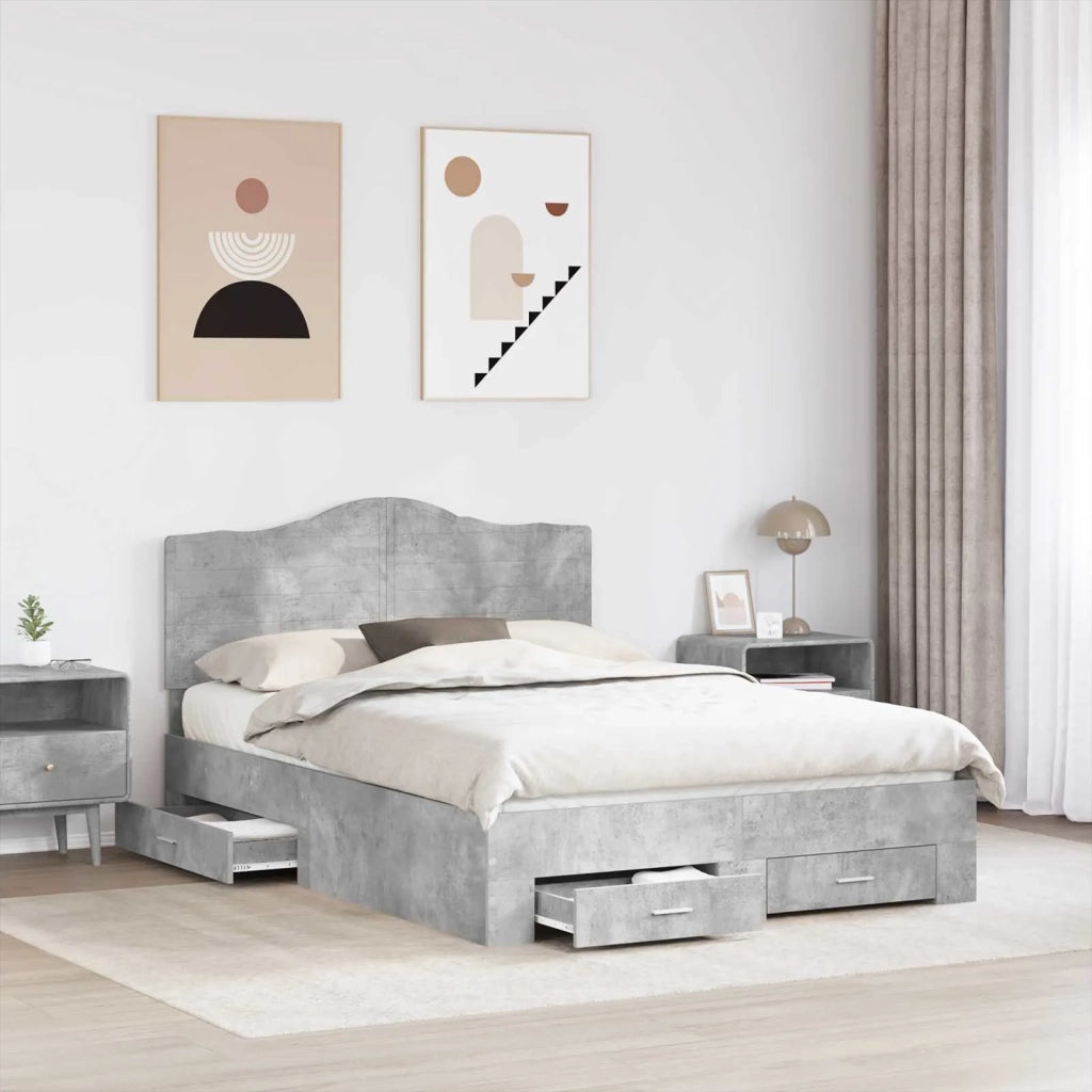 Struttura del letto con testiera Grigio cemento 140 x 200 cm 3413597