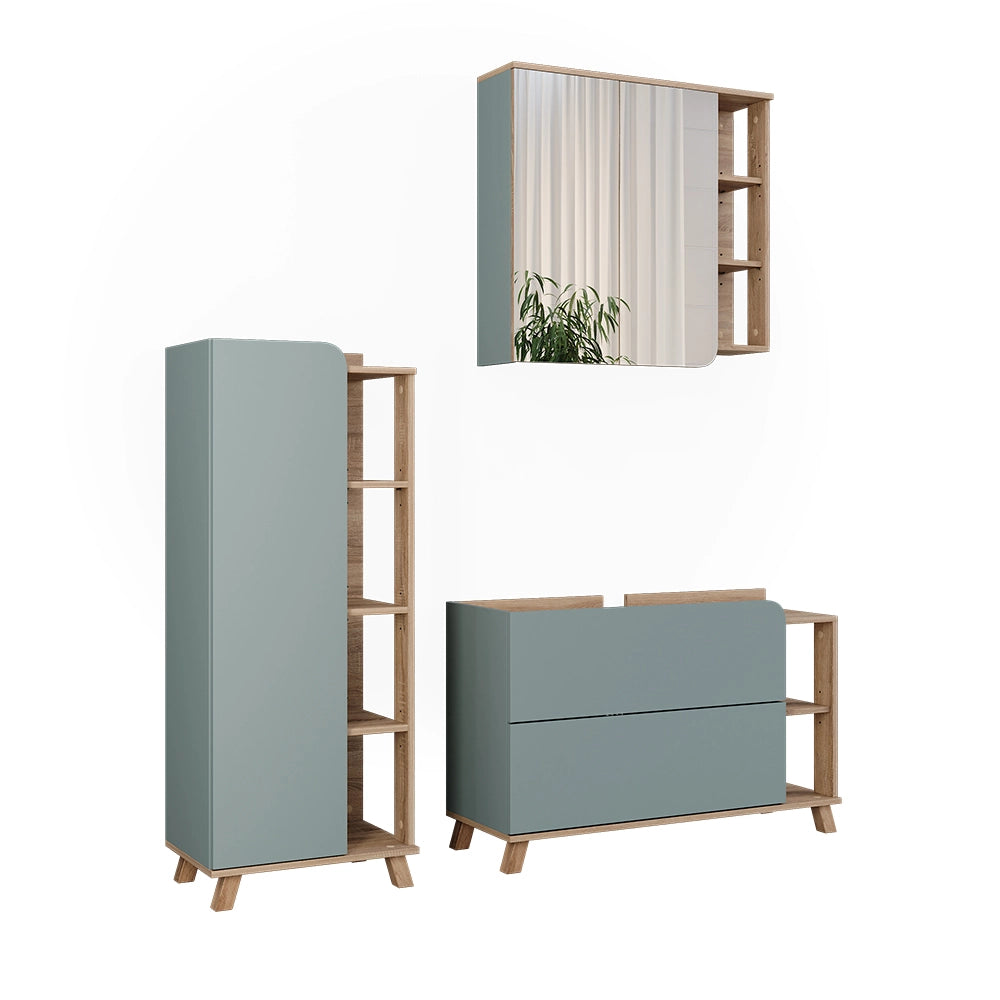 Vicco Set di mobili da bagno Sonoma/blu 3 parti