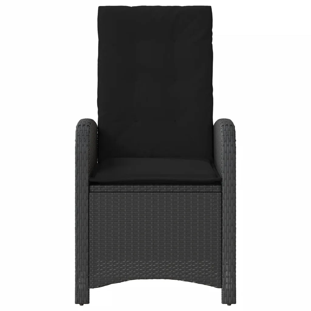 Sedia Reclinabile da Giardino con Cuscini Nera in Polyrattan 365161